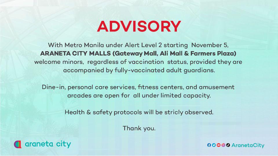 Araneta City Alert Level 2 Advisory-172