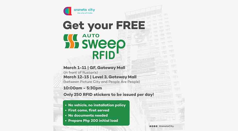 Araneta City extends free AutoSweep RFID installation until March 15